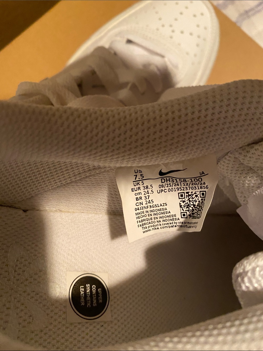 Nike White Low-Top Leather Sneakers. Custom designed  authentic Louis Vuitton - Picture 3 of 4